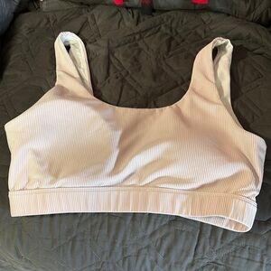 ZYIA Pink and white striped Sports Bra with Wide Straps and Seamless Design
9